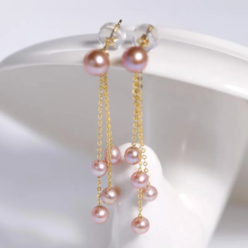 Najtaniej Sinya klasyczne 18k złote perły tassel spadek kolczyk naturalne okrągłe perły kolczyk w Au750 złota dla kobiet dziewczyn mama DIY nosić 2019