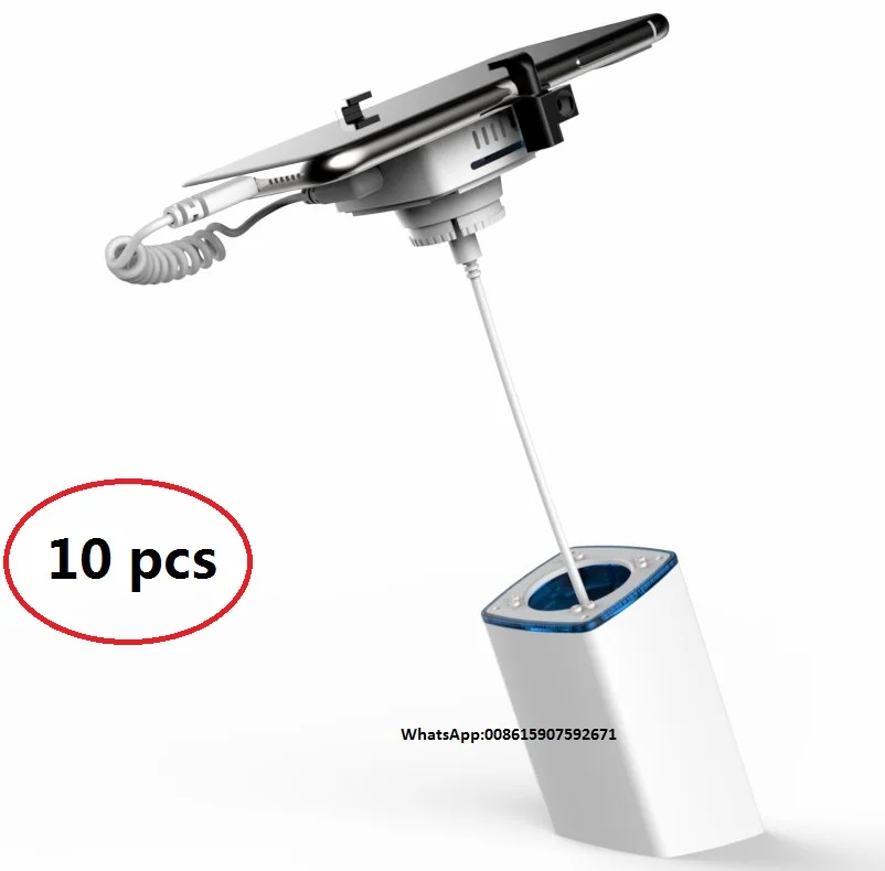 

W001 Desktop Mobile Phone Display Alarm Stand Cell Phone Anti Theft Retractable Steel Cable Holder with Clamp Gripper