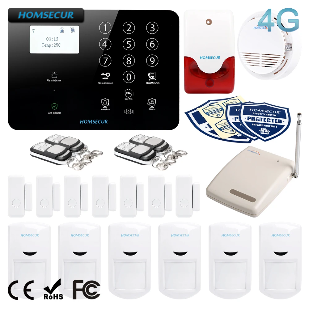 HOMSECUR GA01 4G B Wireless 4G/GSM LCD Home Security Alarm