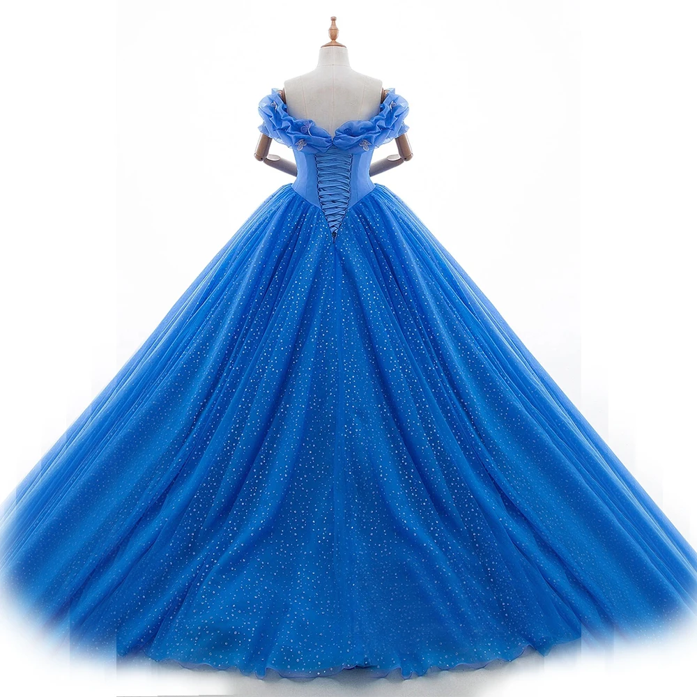 Настоящая фотография, Карнавальный Костюм Золушки, вечерние платья, бальное платье, Vestido De 15 Anos Vestido, королевское синее бальное платье