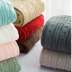 100% хлопок высокого качества ручной работы мягкого трикотажа одеяло бежевый, красный, коричневый, синий, белый, серый, розовый вязать одеяло