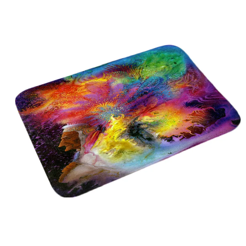 

Printed floor mat door mat bathroom starry oil painting mat and rugs 1pc anti-slip flannel toilet carpet bathtub area CE2067/10
