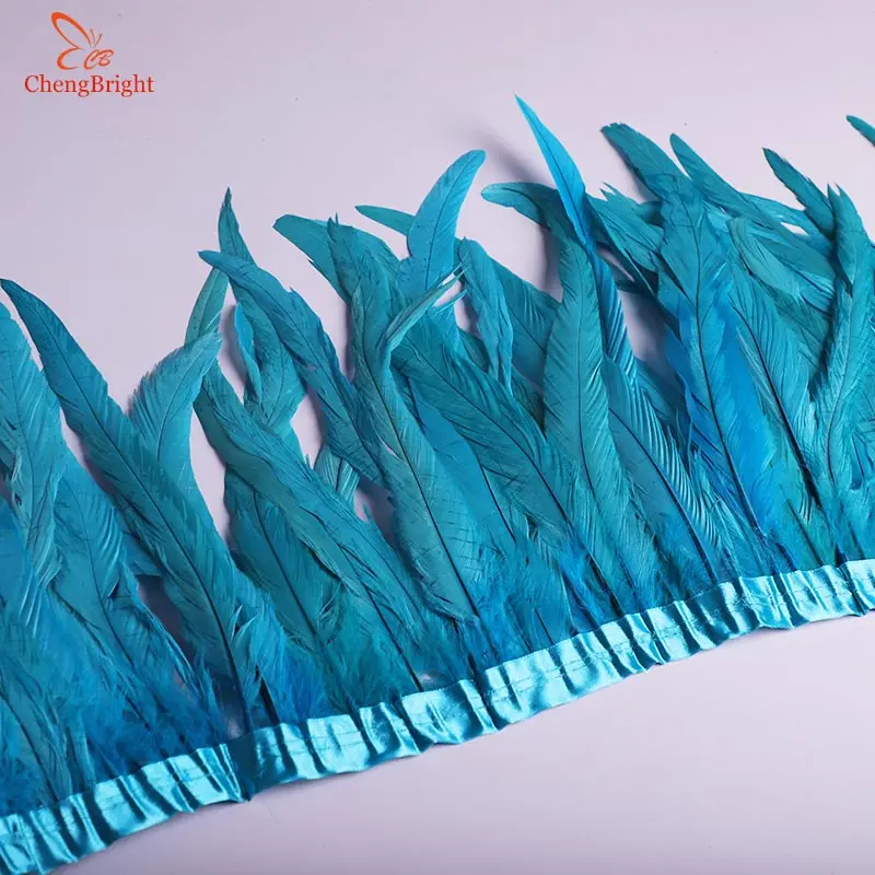 ChengBright 1 ярдов 12-14 дюймов ширина хвостовые перья птиц отделка Coque перо лента платье костюм с юбкой Шлейфы бахрома отделка Diy - Цвет: Sky blue
