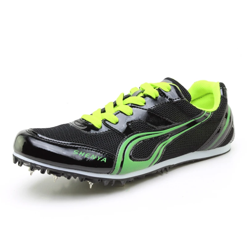 Студенческий трек поле обувь Профессиональная тренировочная беговая Обувь для мужчин и женщин Спринт наконечник для ногтя кроссовки спортивные соревнования - Цвет: Черный