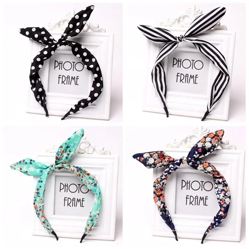 

2018 New Style Cute Headdress Rabbit Ears Headband Bow Hair Accessories for Women Girls Flower Dot Hair Hoop Classic Hairbands