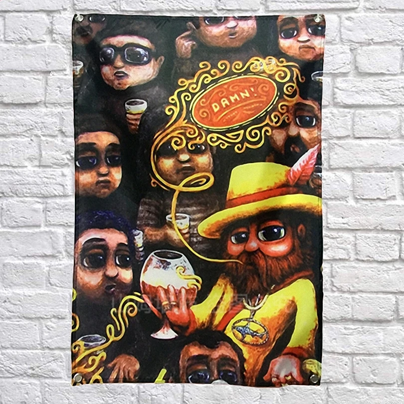 DAMN! Wine Nordic style personality creative hanging Banners Bar Winery Billiards Hall home wall decor live background cloth | Дом и сад