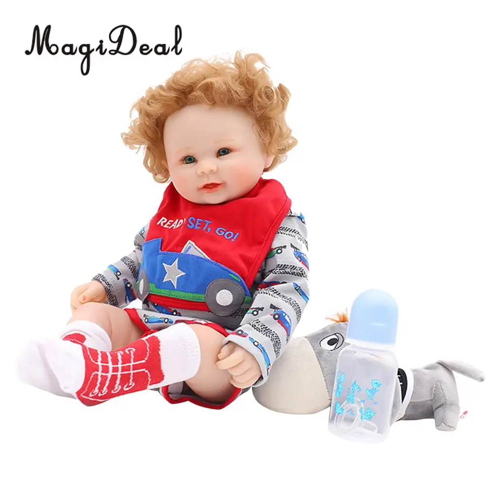

50cm 20inch Reborn Doll Boy Silicone Body in Clothes with Bottle Pacifier Plush Toy Doll Best Gifts