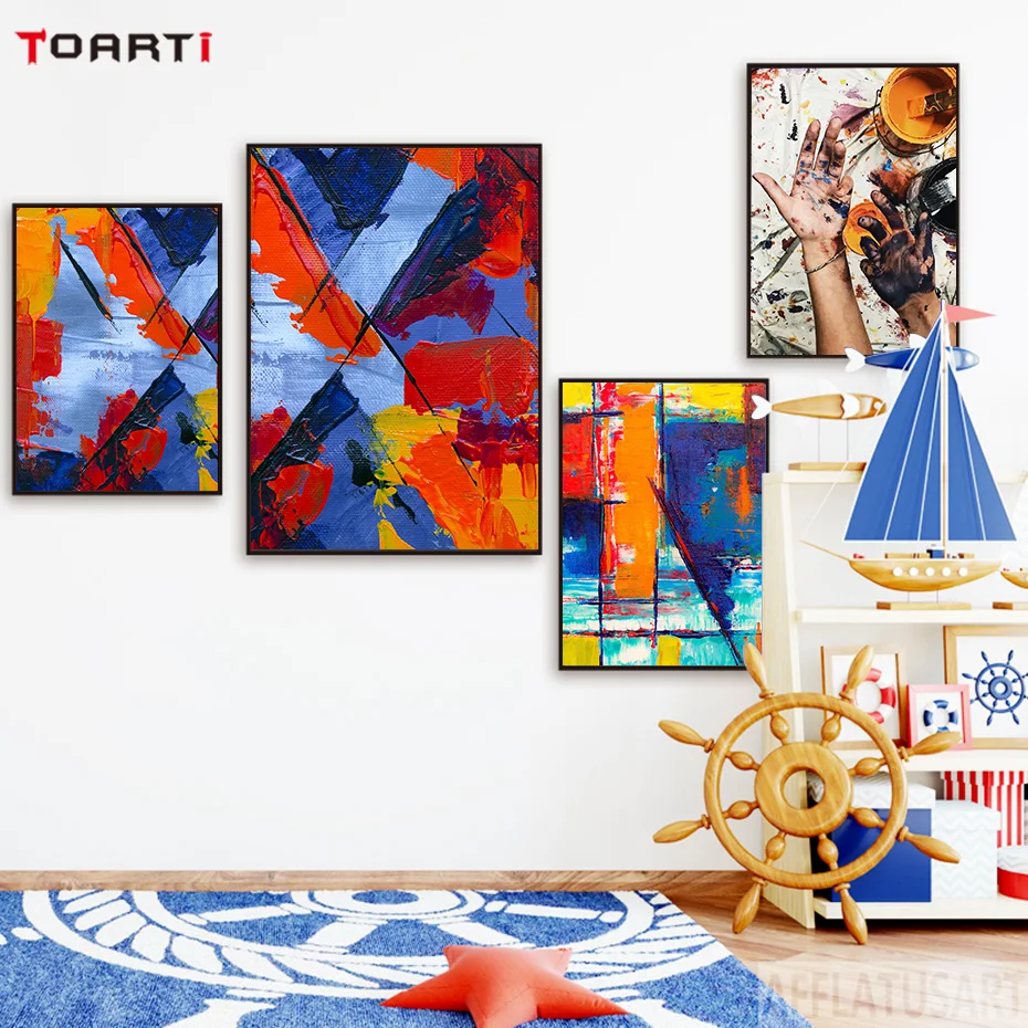 Colorful Graffiti Wall Art Pictures Modern Abstract Painting Watercolor Prints Nordic Vintage Poster Living Room Home Decoration (2)