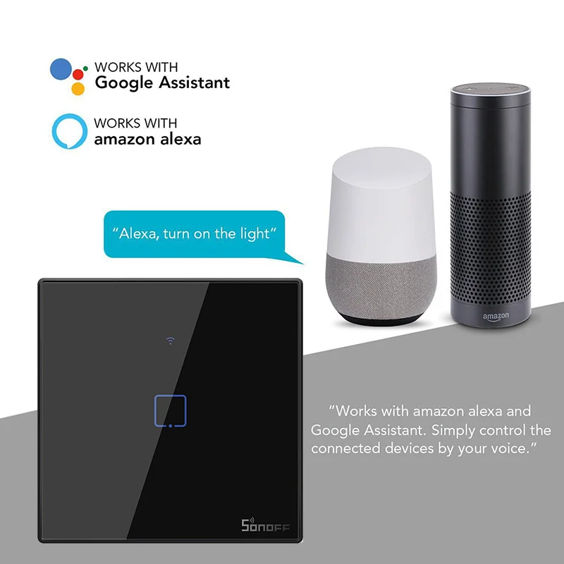 SONOFF T3 Smart Wifi настенный светильник US EU UK переключатель черный с гранью 1 банда 433
