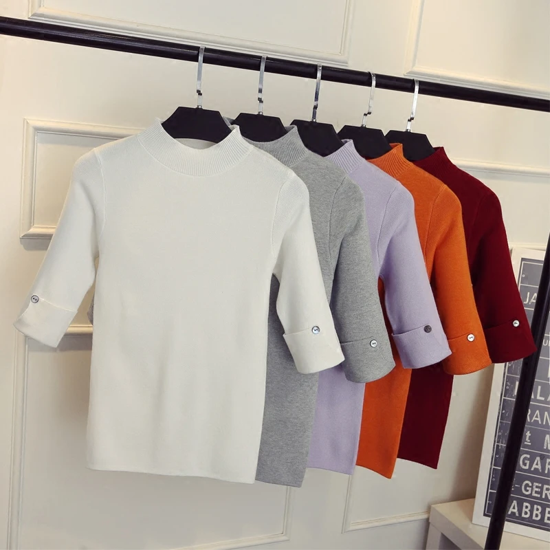 OHCLOTHING рукавом головной рукав пять весна осень культивирование в полу тонкий срез рукава плотно свитер с воротником под горло