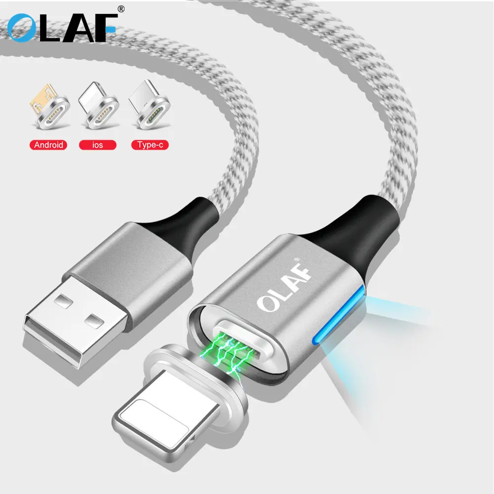 Магнитный usb-кабель Олаф для быстрой передачи данных, зарядный кабель для iPhone XS Max XR X 8 7 6 6S Plus 5 5S SE, зарядный шнур, кабели для мобильных телефонов