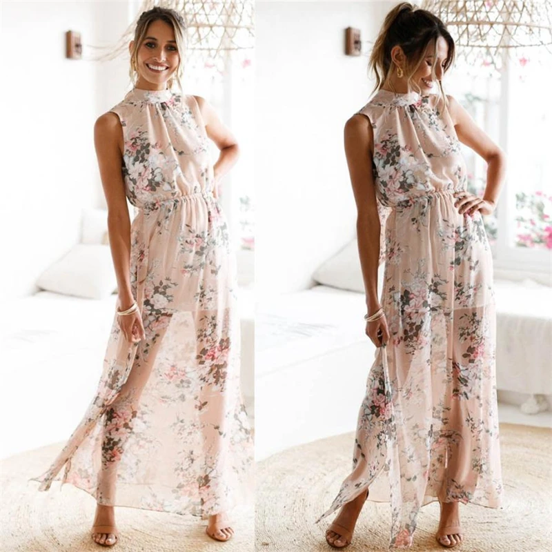 Chamgsend Women's Dress 2018 Bandage Casual Solid Summer Sleeveless Above Knee Mini Dress Loose Party Dress Maxi02
