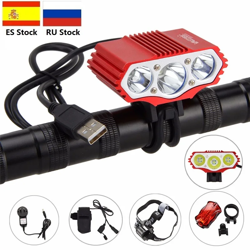 1500 lm 3x XM LT6 Led Bike Light Power Bank Rechargeable Cycle Lamp