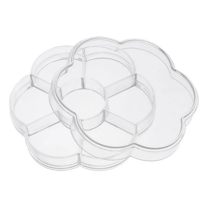 

8SEASONS Acrylic Empty Beads/Rhinestone Box Storage Container Flower Shape Transparent 10.5cm x 9.5cm x 2cm,1Piece (B32071)