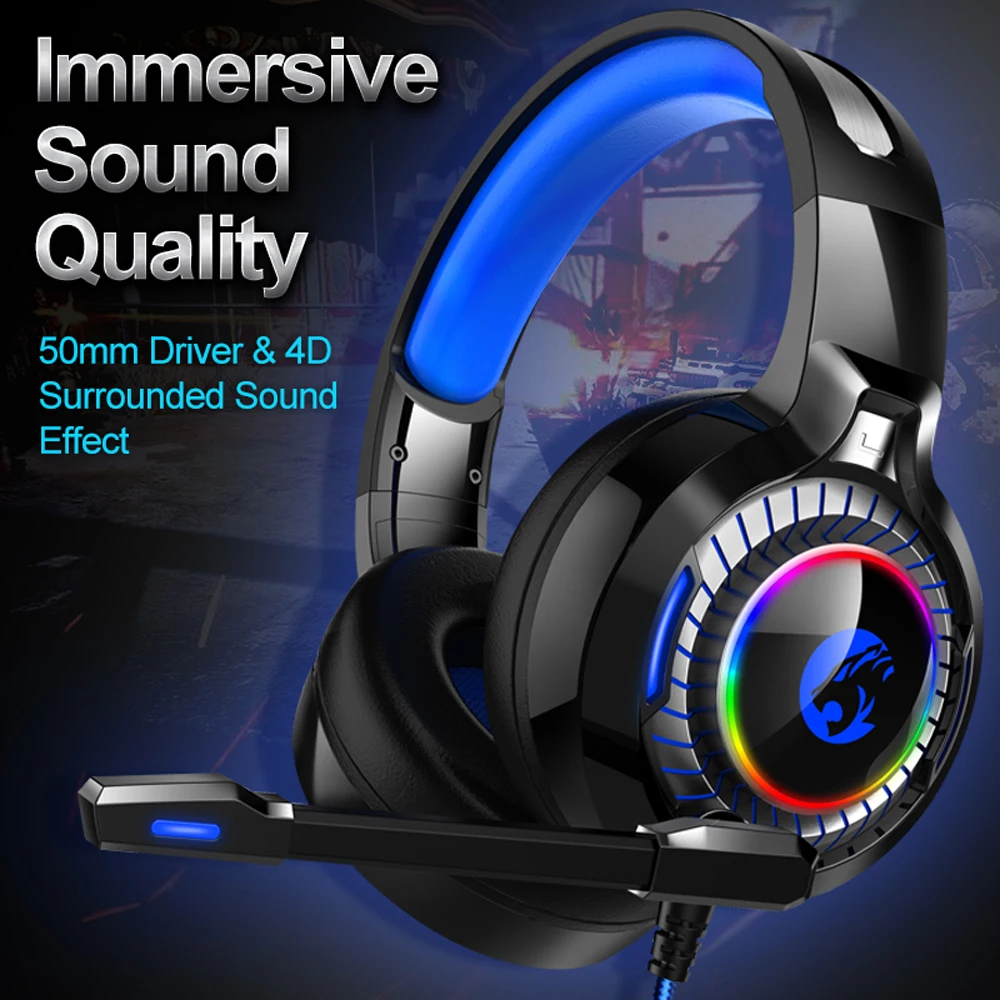 JOINRUN PS4 casque de jeu 4D stéréo RGB chapiteau écouteurs casque avec Microphone pour nouvelle Xbox One/ordinateur portable/PC tablette Gamer