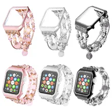 Jewelry Bead Stretch Bracelet with Case for Apple Watch  42mm 38mm for IWatch Seies 1/2/3 Wrist Strap Watch Band