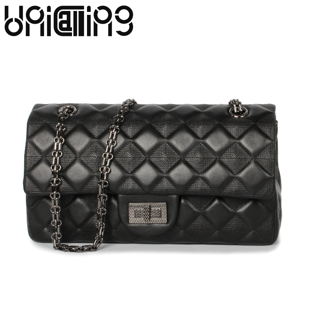 

New style Diamond lattice chain small bag Top grade sheepskin shoulder bags mini women bag Genuine Leather Luxury Brand Bag