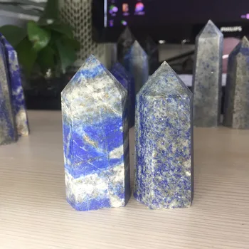 

2 Pc 100% Natural Lapis Lazuli Wand Point Reiki Meditation Chakra Healing Stone for Home Decoration Clear Negative Energy BH843