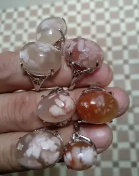 

free shipping Noble jewelry Natural manao Cherry tree flower stone Crystal stone ring