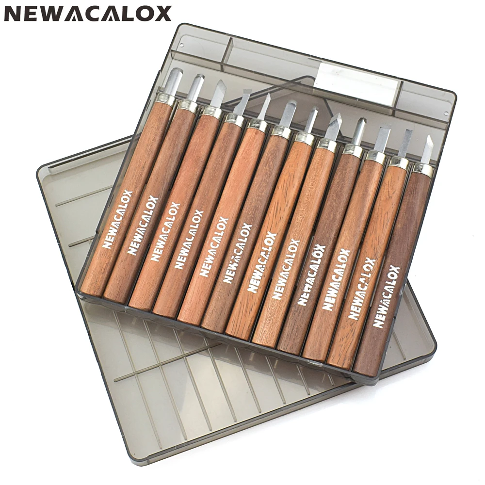 

NEWACALOX 12pcs/set Wood Carving Tool Set Woodcut Knife Scorper Hand Cutter Woodworking Hobby Arts Craft Cutter Graver DIY Tool