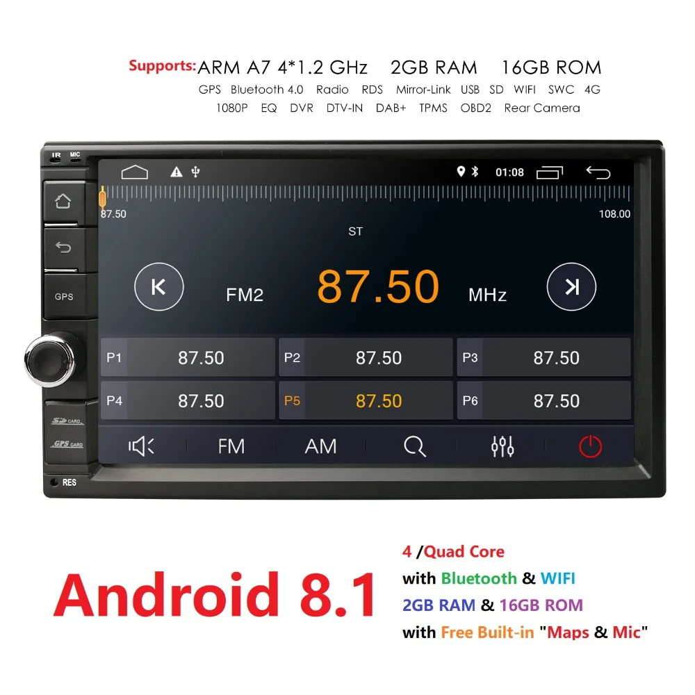 

Android 9.0 in Dash 7 inch GPS Car Stereo Universal Double Din Car Radio Support WiFi Bluetooth,GPS,RDS,Radio,DVR,DAB,MAP,4G,SWC