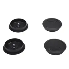2.3″ Dia Round Plastic Desk Computer Grommet Hole Wire Cover Black 4 Pcs
