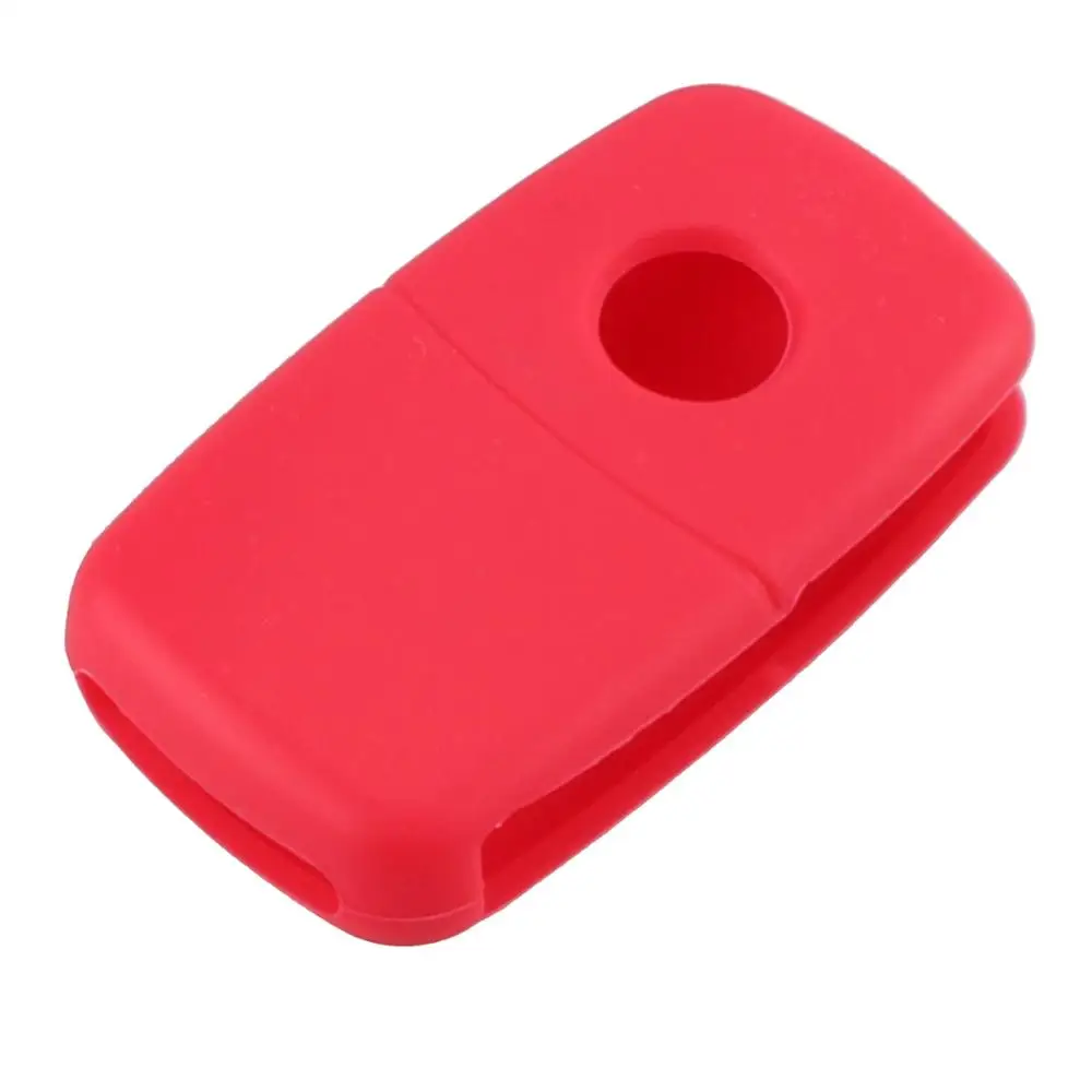 KEYYOU 2 кнопки силиконовый флип чехол для ключей для Vw MK4 Seat Altea Alhambra Ibiza Polo Golf 4 5 6 Transporter Amarok Sharan - Название цвета: red