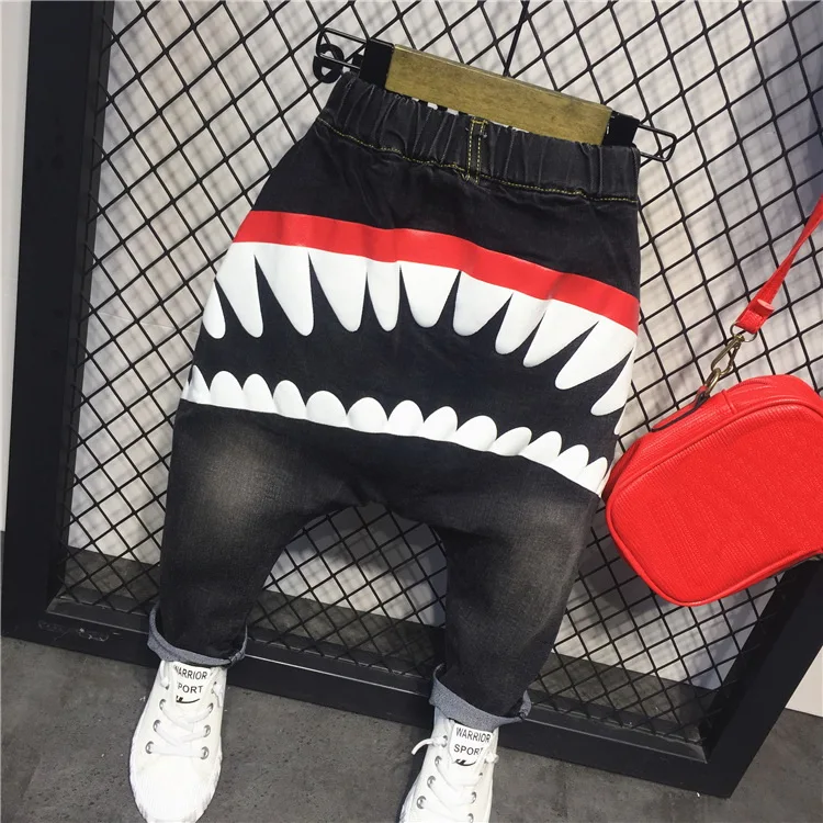 

New spring /autumn Fashion Boys Jeans For Children Slim Casual Pants Children's Elastic Waist Denim Long Pant (No pendant