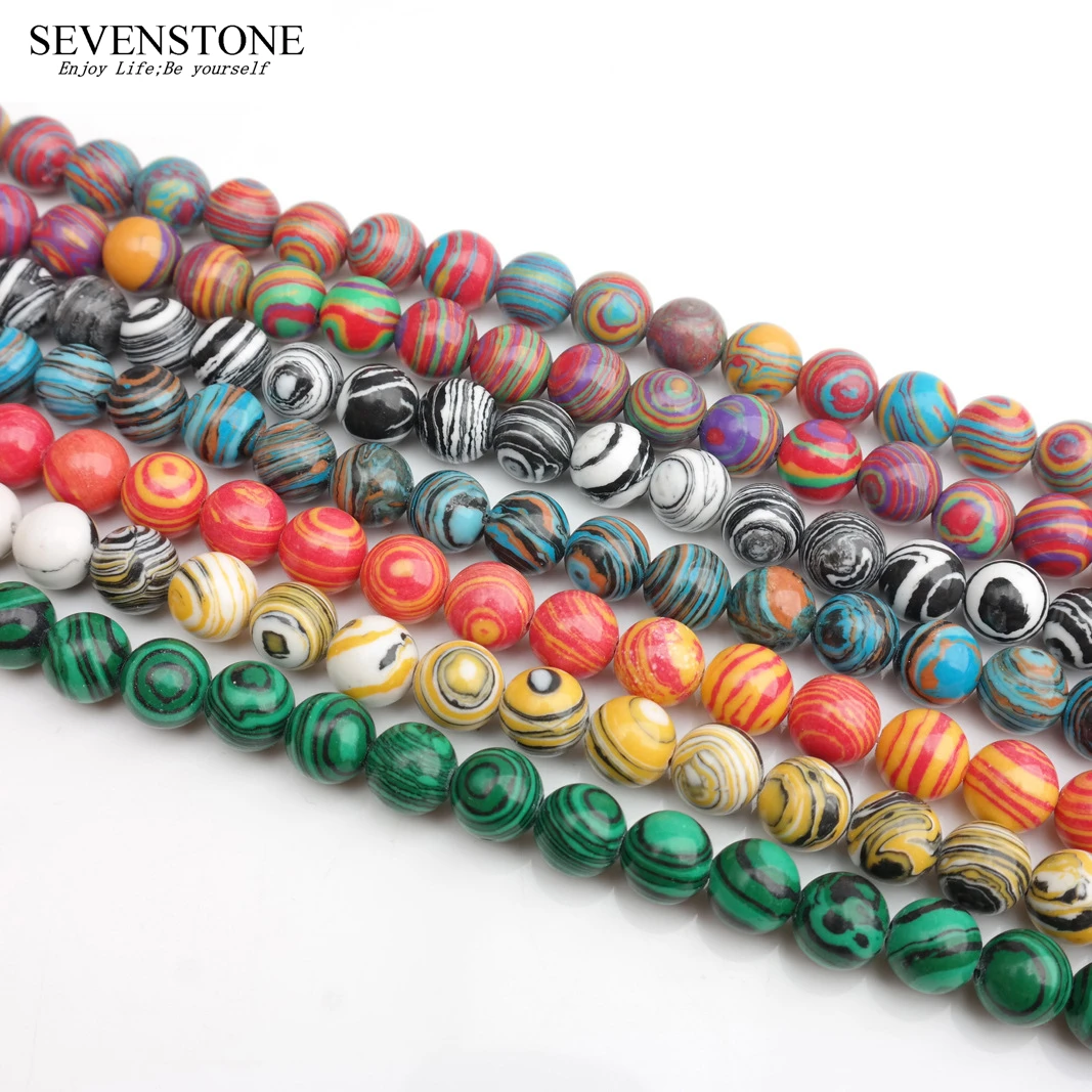 

SEVENSTONE Synthetic Malachite Loose Beads Wholesale Color Malachite Personality DIY Beaded Accessories Jewlery Making Material