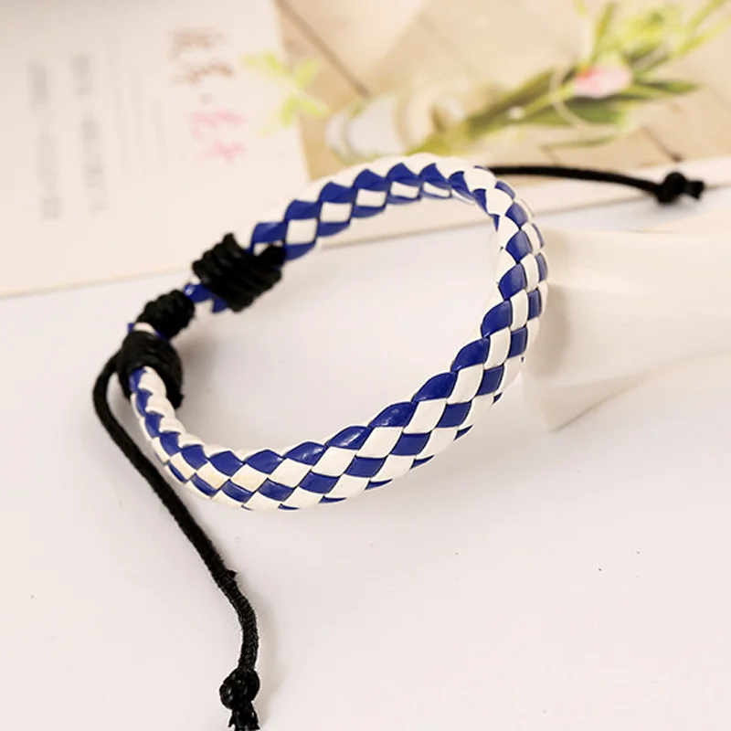 Fashion Mens Womens Braided Faux Leather Bracelet Wristband Unisex Gifts