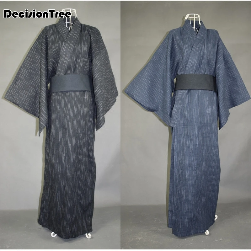 2019 Новый традиционный японский для мужчин's юката хлопок ванной Длинные платье с длинным рукавом ханбок кимоно мужской удобные пижамы
