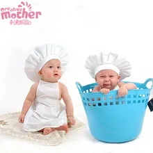 Дети фотографии Костюмы белый маленький повар костюм Подставки для фотографий новорожденных Фото Интимные аксессуары Шапки и платье Наборы для ухода за кожей