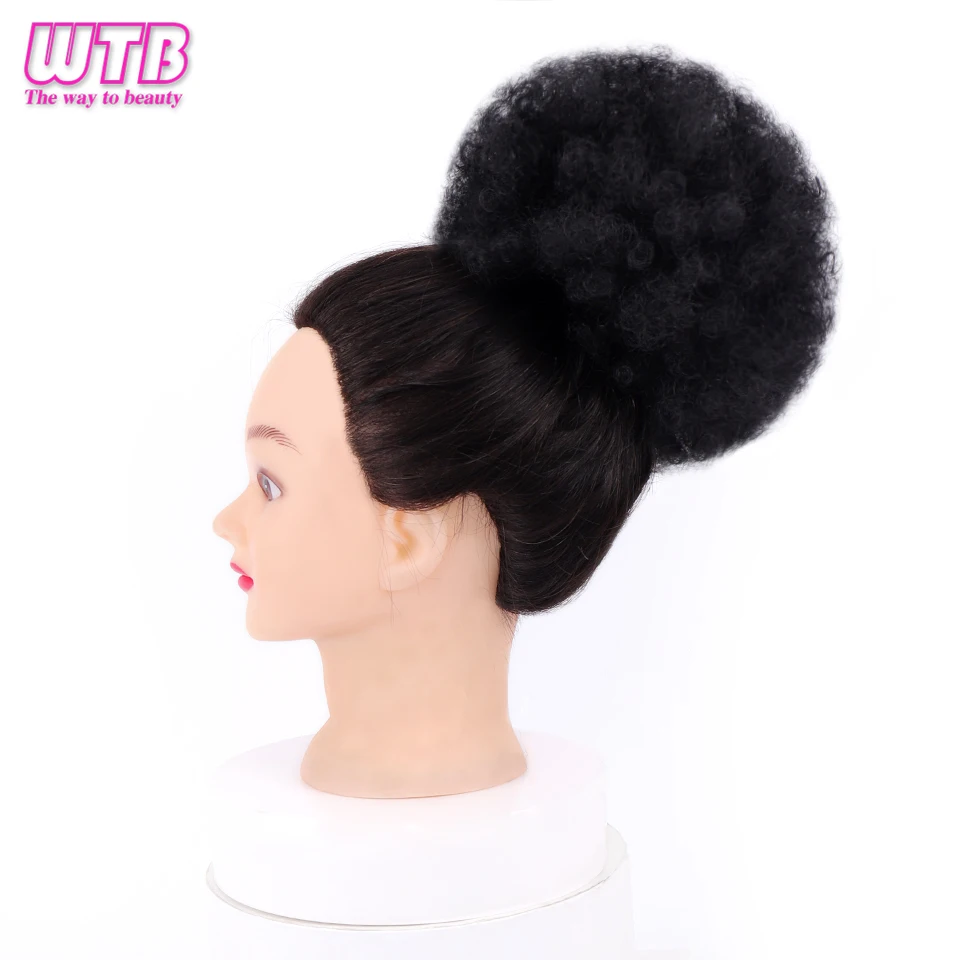 WTB Synthetic Fiber Afro Puff Drawstring Ponytail Short Kinky Curly Hair Bun Chignon Wrap Fake Extensions | Шиньоны и парики