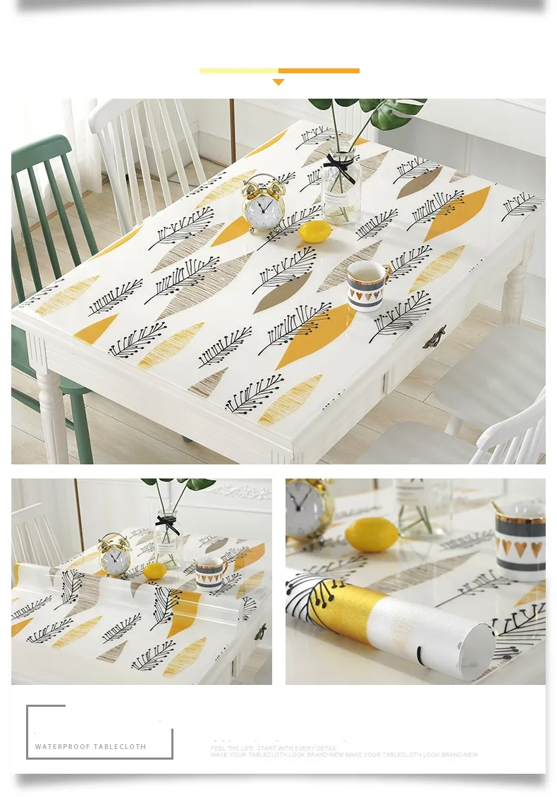 PVC Waterproof Tablecloth Home Table Cover Kitchen Oilcloth 1.0mm and 1.5mm for Wedding Party Birthday Party Baby shower