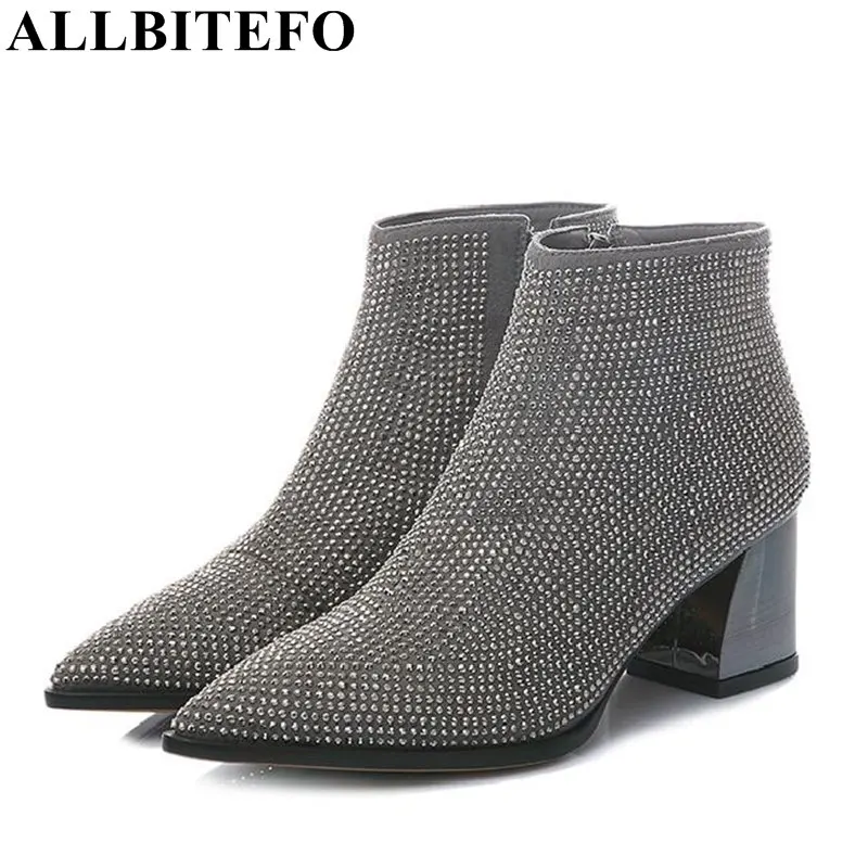 Сапоги ALLBITEFO женские зимние из натуральной овечьей кожи на толстом каблуке|boots