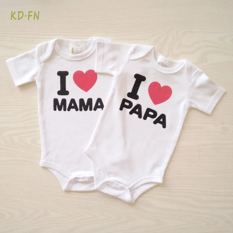 New born Baby Clothes Cotton I LOVE PAPA MAMA Printing Long Sleeve Baby boy Girl romper Roupas