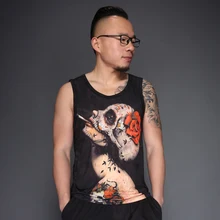 

2018 winter men's close fitting vest fitness elastic casual o neck breathable h type all cotton solid undershirts male tanks