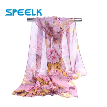 

Brand New Peony Chiffon Scarf Women Spring Autumn Korean Shawl And Wraps Lady Sunscreen Beach Silk Scarves Female Wholesale
