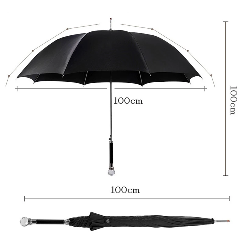 Креативный Зонт с хрустальными шариками, мужской зонт с длинной ручкой, мужской зонт с УФ защитой от солнца и дождя, мужские ветрозащитные черные зонты, подарок, дождевик 50XX322