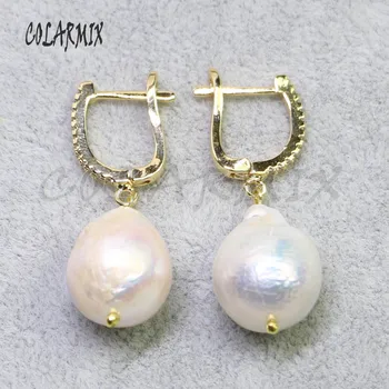 

5 Pairs big pearl earrings natural pearl earrings hook retro jewelry stone earrings women gift for her wholesale jewelry 8006