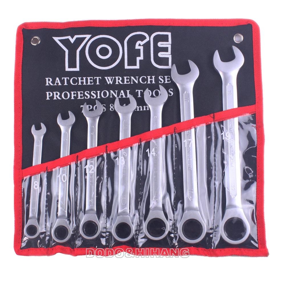 

7PCS 8-19mm Reversible Metric Ratchet Wrench Set Proper Tool For Repair Chave Combination Wrench Set Catraca A Set OF Keys D6110