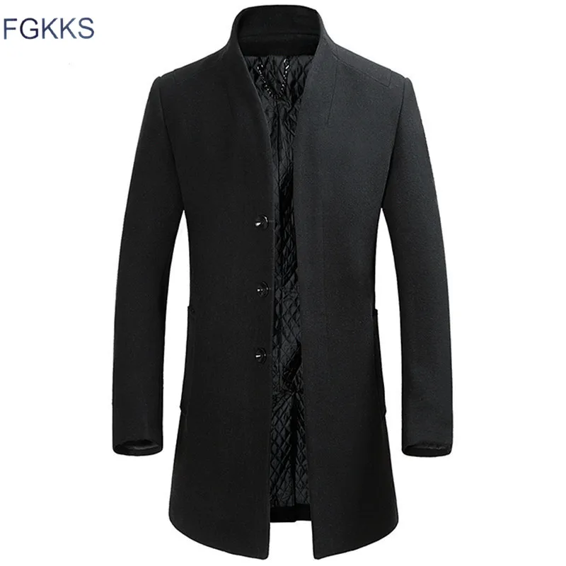 FGKKS Men Winter Wool Coat Men's New Fashion Solid Color Warm Thick Wool Blends Woolen Pea Coat Male Trench Coat Overcoat FGKKS Men Winter Wool Coat Men's New Fashion Solid Color Warm Thick Wool Blends Woolen Pea Coat Male Trench Coat Overcoat