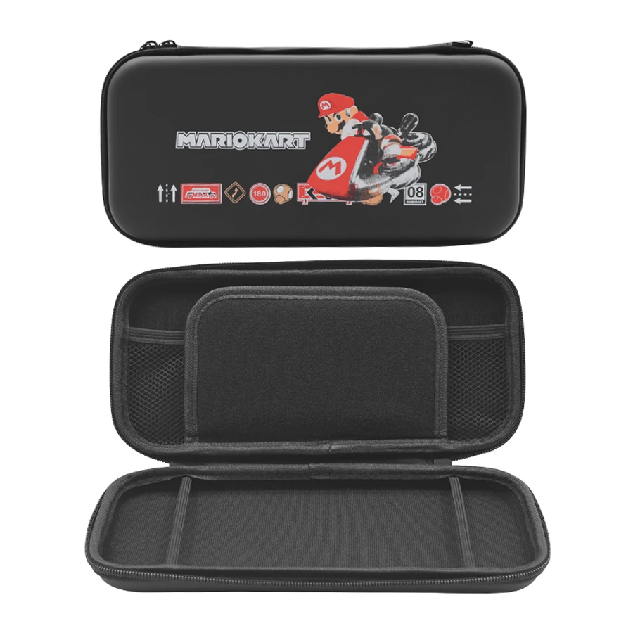 Nintend Switch Accessories Travel Carrying Bag& Tempered Glass Film& Crystal Hard Case& 4 Analog Caps for Nintendo Switch NS