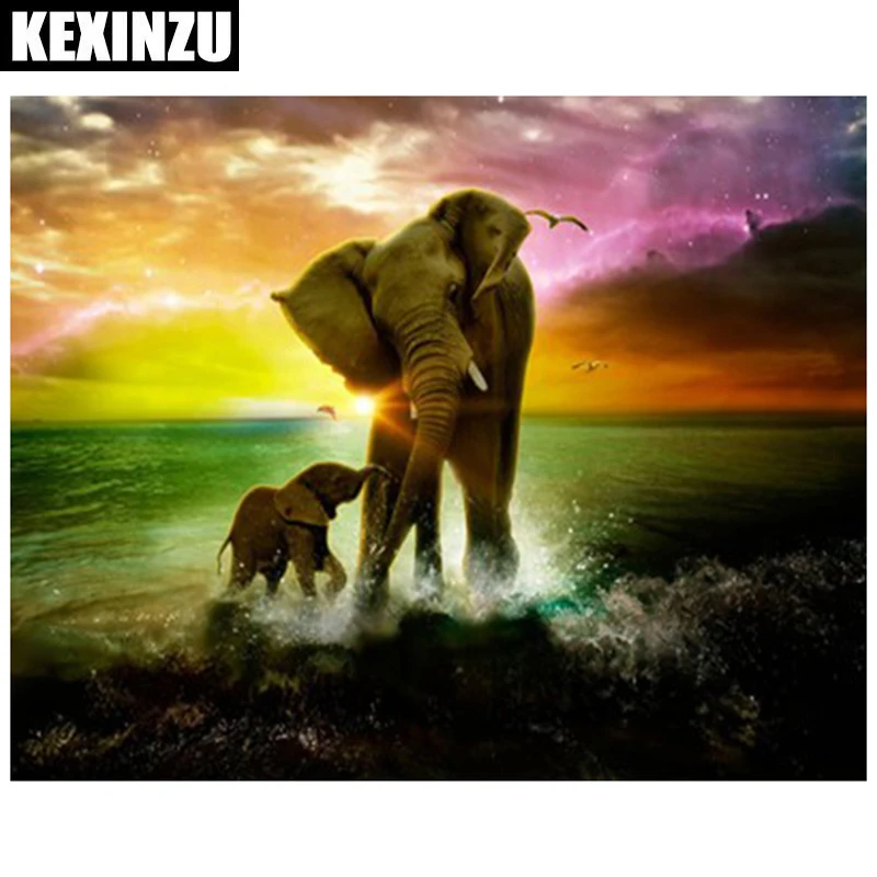 

DIY Diamond Painting Kits 5D Diamond Embroidery The Elephant Full Rhinestone Cross Stitch Diamond Painting Handmade Needlewo