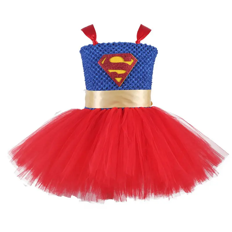 Princess Tutu Children Girl Superman Tutu Dress Kids Cosplay Superhero