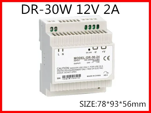

DR-30-12 Din Rail Switching power supply 30W 12VDC 2A Output AC to DC