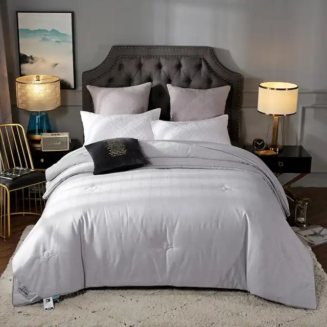 Comforter Bedding All Season White Grey Quilted Duvet Insert