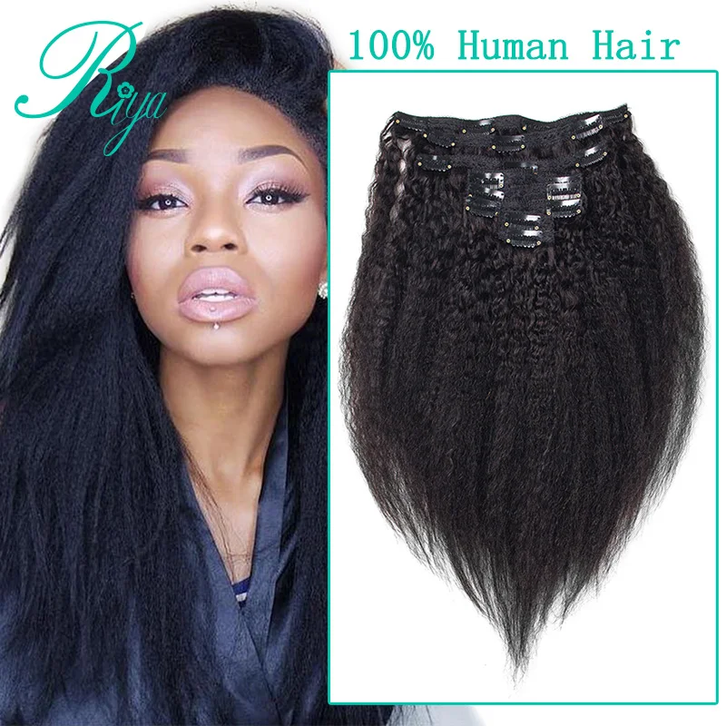 kinky straight clip in human hair extension (1)