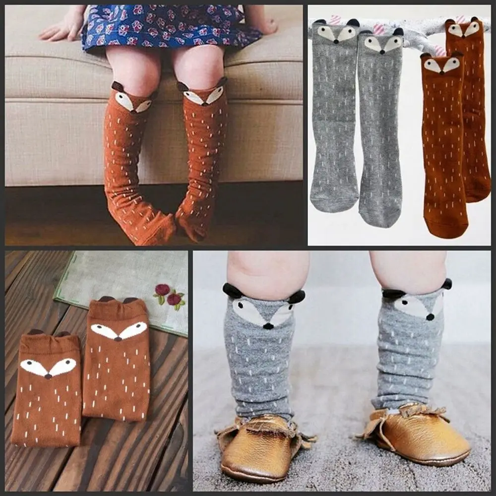 

1 Pair Lovely Toddlers Kids Girls Fox Pattern Knee High Socks the Best Gift for Age 1-4 Years Birthday Gifts