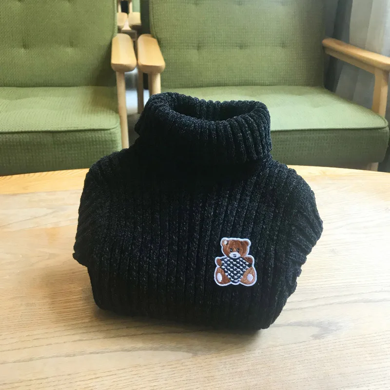 LCJMMO/свитера для девочек; зимние свитера с воротником под горло для мальчиков; вязаный пуловер; свитер для маленьких детей; Одежда для девочек с рисунком медведя; 80-115 см